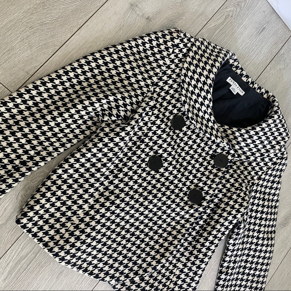Pendleton double breasted houndstooth jacket. Petite size 10.